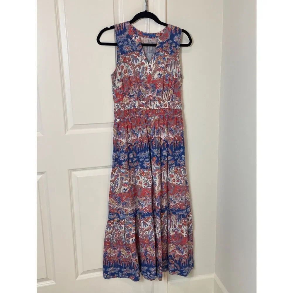 J. McLaughlin Orange & Blue Floral Maxi Dress
